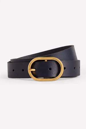 Boden Ceinture classique en cuir-Bleu Marine, Petits Pois