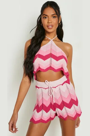 Boohoo Ensemble Tie Dye En Crochet Avec Top Dos Nu Et Short