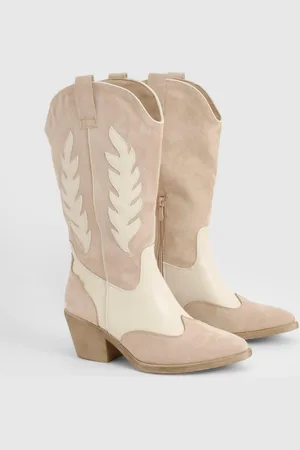 Boohoo Santiags Hautes À Empiècement Contrastant