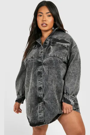 Boohoo Grande Taille,Robe Chemise Oversize En Jean