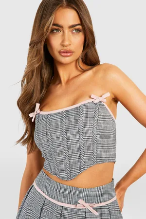 Boohoo Corset À Carreaux Et Nœud