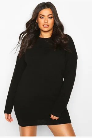 Boohoo Grande Taille,Robe Pull À Col Ras