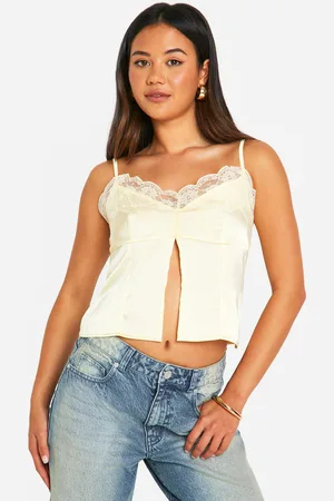 Boohoo Caraco Satiné Fendu En Dentelle