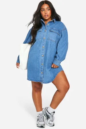 Boohoo Grande Taille,Robe Chemise Oversize En Jean