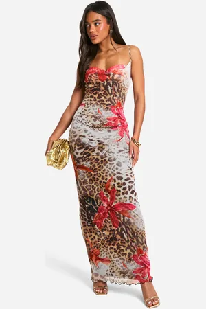 Boohoo Claquettes Longues Fleuries À Imprimé Léopard