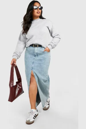 Boohoo Grande Taille,Jupe Longue Fendue En Jean