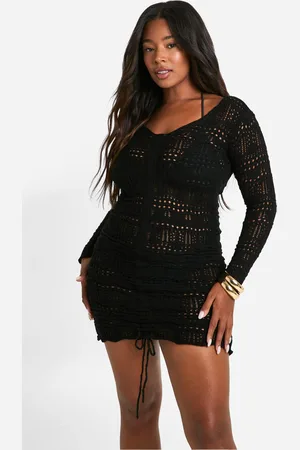 Boohoo Grande Taille,Robe De Plage Froncée En Crochet
