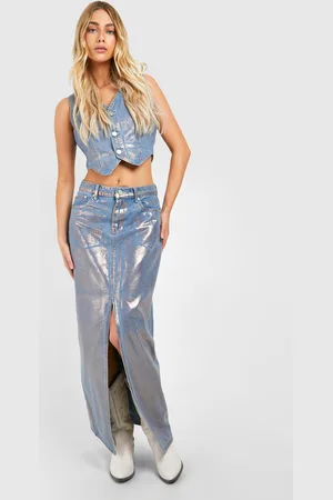 Boohoo Jupe Longue Fendue En Jean