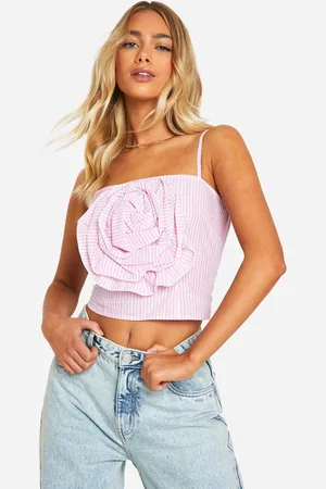 Boohoo Caraco Rayé À Détail Rose