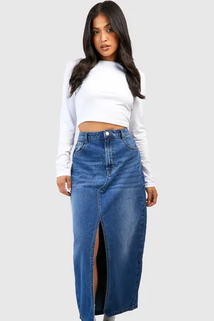 Boohoo "Petite",Jupe Longue Fendue En Jean