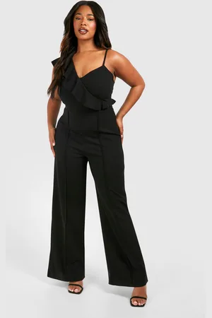 Boohoo Grande Taille,Combinaison Large À Volants Et Bretelles