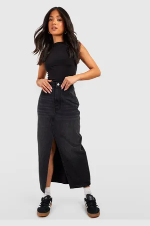 Boohoo "Petite",Jupe Longue Fendue En Jean