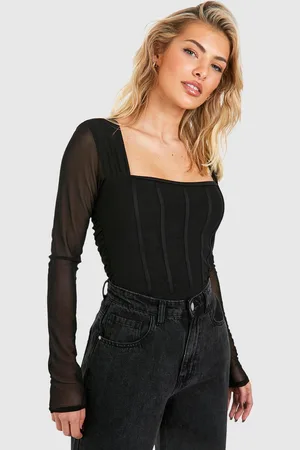 Boohoo Body Corset En Mesh À Manches Longues