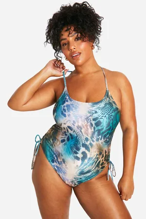 Boohoo Grande Taille,Maillot De Bain Froncé À Imprimé Animal