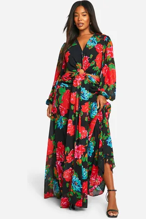 Boohoo Grande Taille,Robe Longue Découpée Fleurie