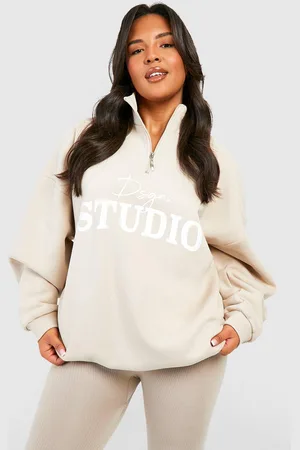 Boohoo Grande Taille,Sweat À Slogan Et Col Zippé