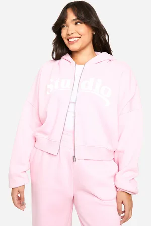 Boohoo Grande Taille,Sweat À Capuche Oversize Zippé À Slogan Studio