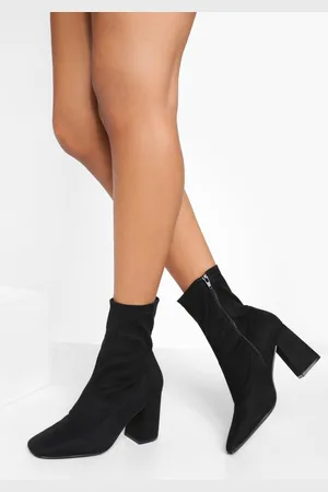 Boohoo Bottines Chaussetttes À Talon Carré,Pointure Large
