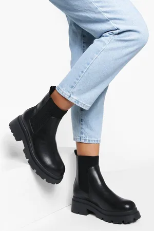 Boohoo Bottes Chelsea Compensées,Pointure Large