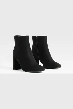 Boohoo Bottines En Synthétique À Talon Carré,Pointure Large