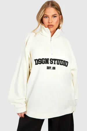 Boohoo Grande Taille,Sweat Oversize Zippé À Broderie Dsgn Studio