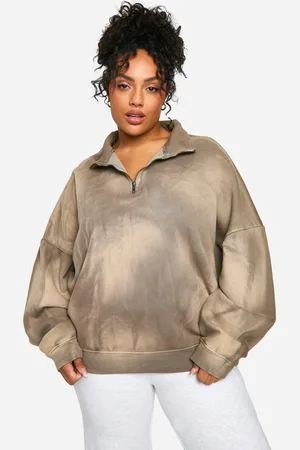 Boohoo Grande Taille,Sweat À Col Zippé Délavé