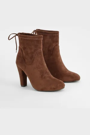 Boohoo Bottines Chaussettes Nouées À Talon Carré,Pointure Large