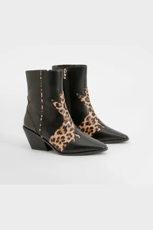 Boohoo Bottines Western Léopard,Pointure Large