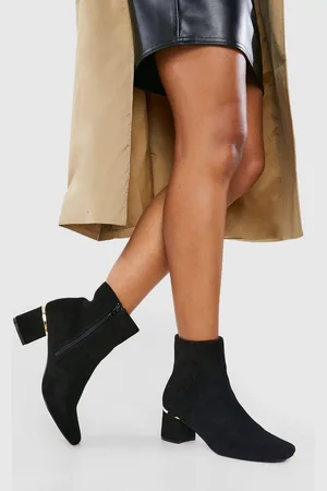 Boohoo Bottines Utilitaires À Talon Carré,Pointure Large