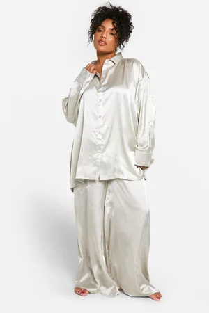 Boohoo Grande Taille,Ensemble De Pyjama Oversize Satiné