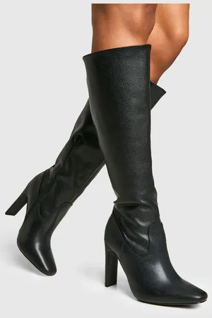 Boohoo Bottes Hautes Texturées À Petit Talon,Pointure Large