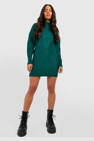 Boohoo "Petite",Robe Pull En Maille À Col Roulé