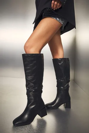 Boohoo Bottes Hautes Froncées,Pointure Large