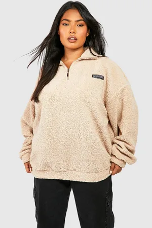 Boohoo Grande Taille,Sweat En Polaire Zippé À Col Montant