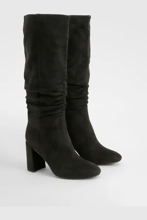 Boohoo Bottes Hautes Froncées À Talon,Pointure Large