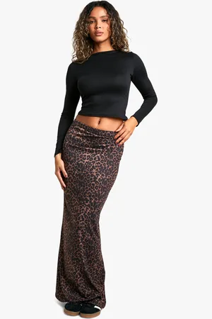 Boohoo Jupe Mi,Longue À Imprimé Léopard