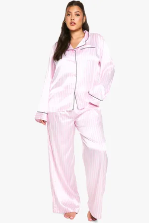 Boohoo Grande Taille,Ensemble De Pyjama Satiné À Rayures