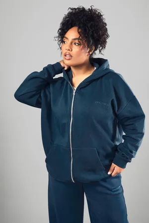Boohoo Grande Taille,Sweat À Capuche Oversize Zippé À Broderie Dsgn Studio