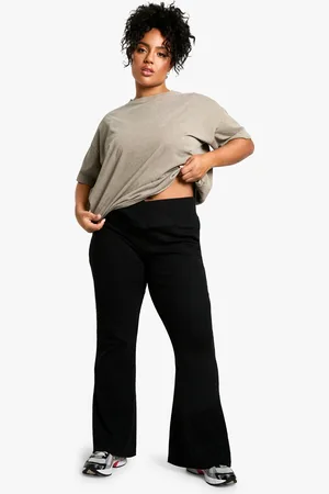 Boohoo Grande Taille,Pantalon Flare Côtelé À Taille Contrastante