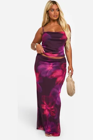 Boohoo Grande Taille,Ensemble En Mesh Fleuri
