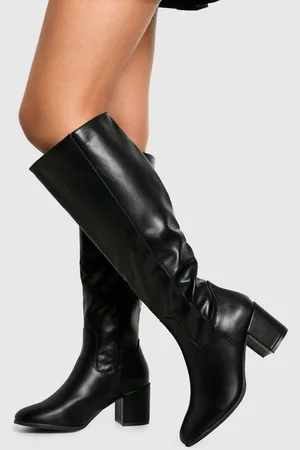 Boohoo Bottes Hautes Basiques À Talon,Pointure Large