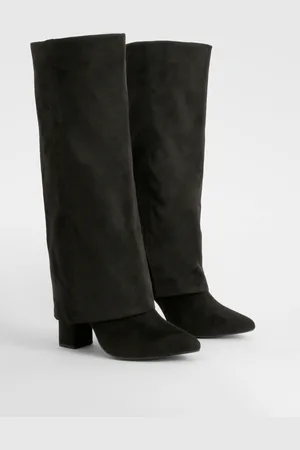 Boohoo Bottes Hautes Plissées À Talon,Pointure Large