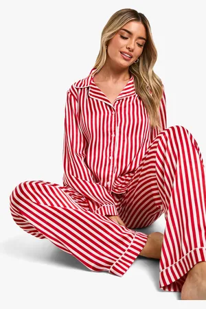 Boohoo Ensemble De Pyjama Satiné À Rayures Avec Chemise Et Pantalon