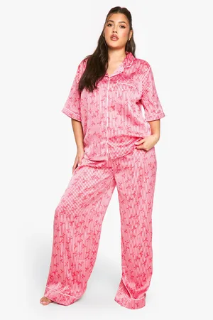 Boohoo Grande Taille,Ensemble De Pyjama Satiné À Imprimé Nœud