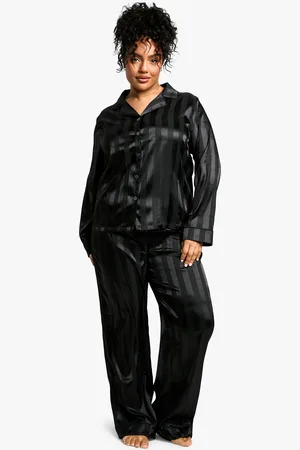 Boohoo Grande Taille,Ensemble De Pyjama Satiné À Rayures