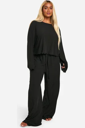 Boohoo Grande Taille,Ensemble De Pyjama Texturé À Ourlets Ondulés