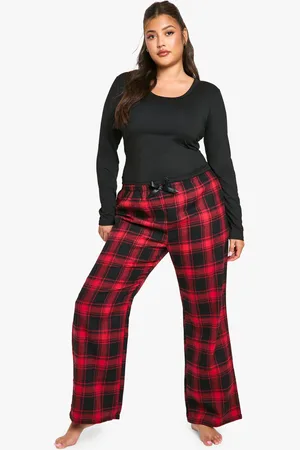 Boohoo Grande Taille,Ensemble De Pyjama À Carreaux Et Manches Longues