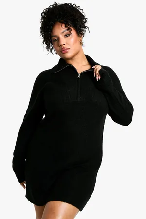 Boohoo Grande Taille,Robe Pull Oversize À Col Zippé