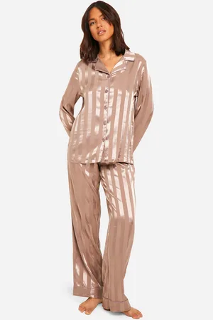 Boohoo Ensemble De Pyjama Satiné À Rayures Avec Motif Jacquard