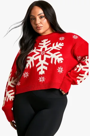 Boohoo Grande Taille,Pull De Noël À Imprimé Flocon De Neige